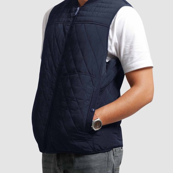 OLGYN Men’s Navy Blue Quilted Vest - Picture 3 of 4